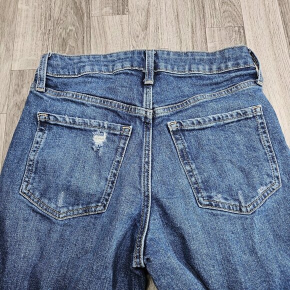 Old Navy Jeans Womens 2 Blue O.G. Straight High Rise Distressed Denim Jeans - Picture 3 of 10